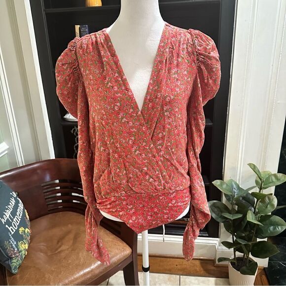 AFRM Women's Red Danna Floral Bodysuit Size M - Picture 1 of 12